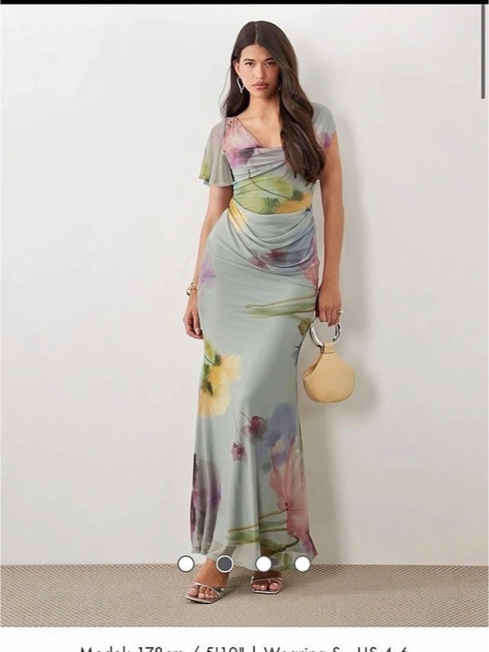ASOS Floral Maxi Dress in Green & Pink Small NWT